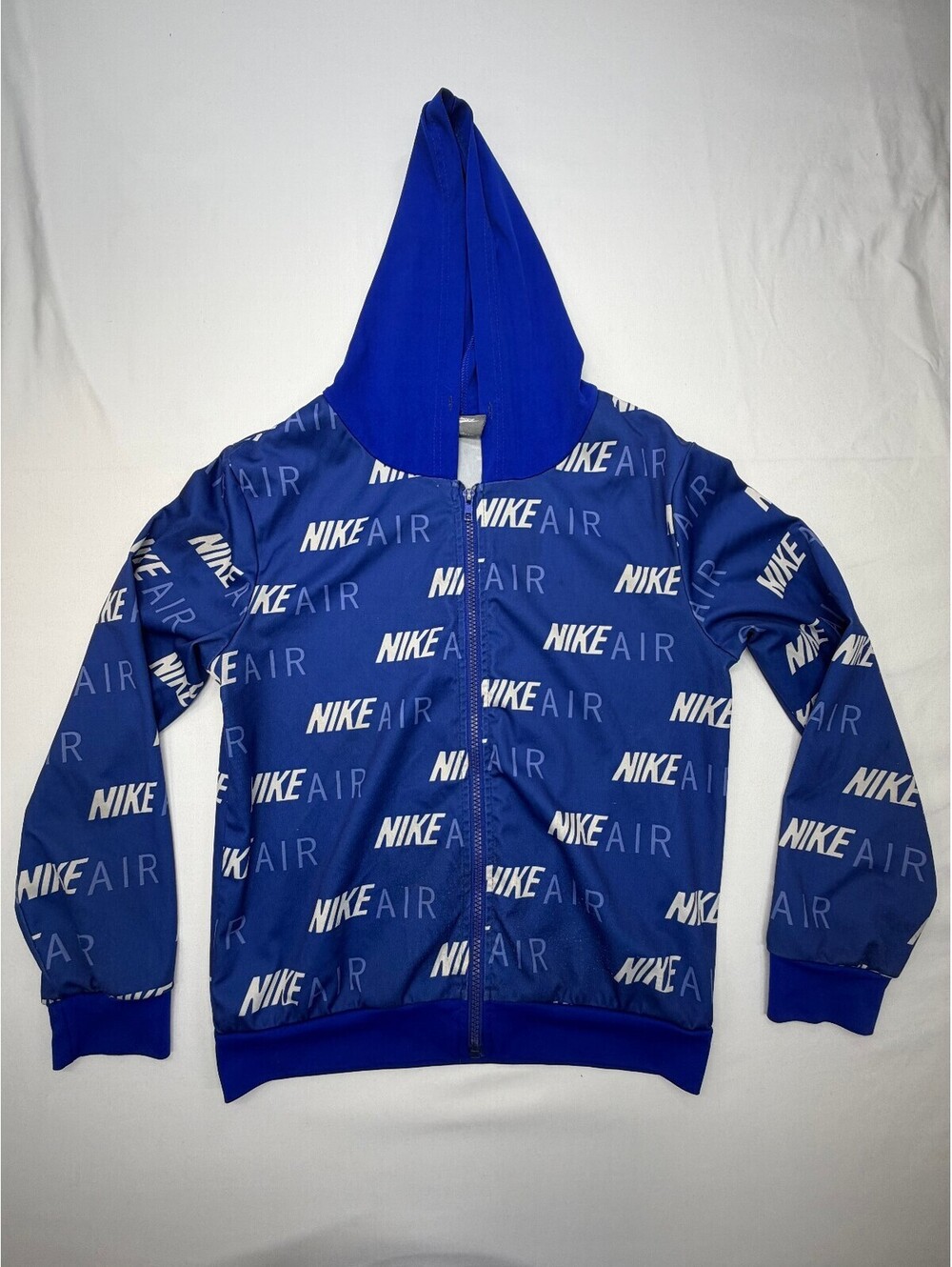 Nike Men's Training Jacket All-Over Print Nike Air Full Zip Hooded Size M Blue